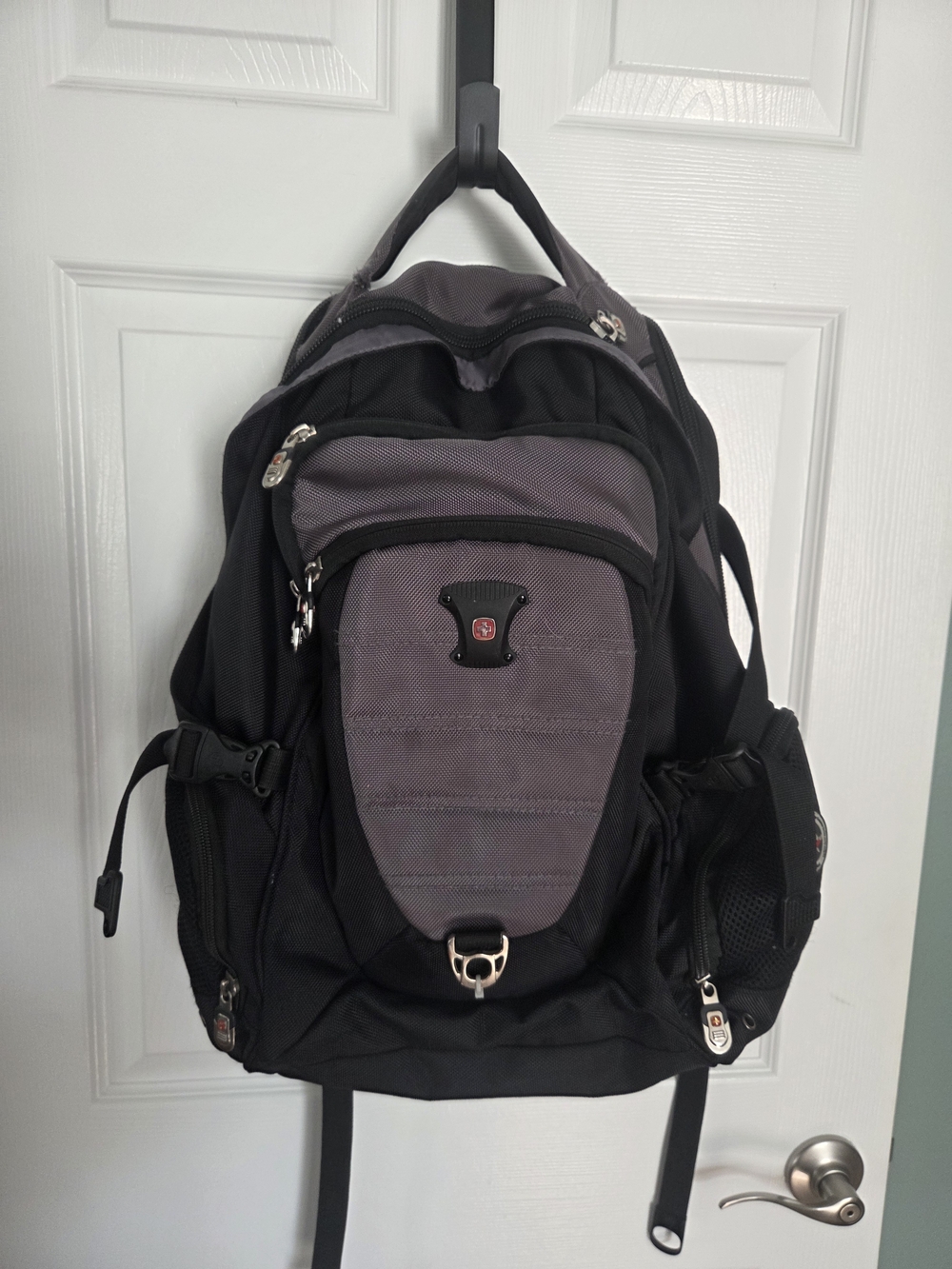 Men's Black and Gray Laptop Backpack - Durable Travel Bag